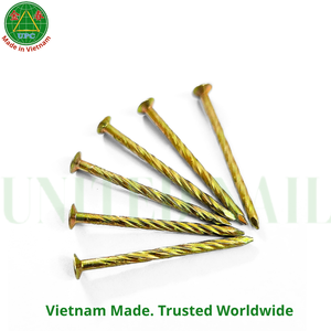 1-3/8 Inch Yellow Plated Steel Nails with Checkered <b>Head</b> & <b>Screw</b> Shank Type | Clavos sueltos con recubrimiento amarillo - Product Image 1