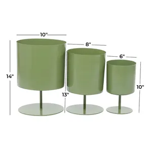 Juego de Macetas Modernas Ecológicas con Recubrimiento Cromado Digital Verde, 3 Piezas de 10, 8 y 6 Pulgadas, Macetas para Interiores, Diseño Minimalista, Decoración de Escritorio - Product Image 1