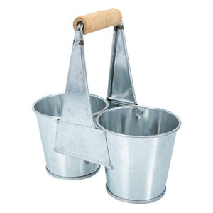 Porte-ustensiles de cuisine et de jardin intérieur/extérieur créatif en fer galvanisé avec poignée en bois, finition blanc antique - Product Image 4