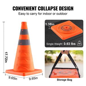 Set di 4 Coni Stradali Pieghevoli da 18 Pollici, Coni Riflettenti per Costruzioni e Traffico con Base Larga e Borsa per il Trasporto - Product Image 3