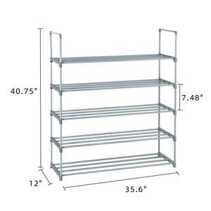 Scarpiera a 5 livelli grigia, scaffale salvaspazio per camera da letto, ingresso, corridoio, armadio - Design semplice per uso domestico - Product Image 6