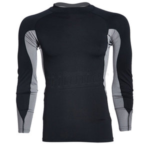 เสื้อรัดรูปแขนยาวสำหรับผู้ชาย สีตัดต่อ แห้งเร็ว 100% โพลีเอสเตอร์ ป้องกันแสงแดด UPF 50+ เหมาะสำหรับกีฬา BJJ MMA - Product Image 5