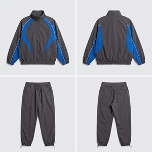 Ensemble survêtement vintage Y2K personnalisé avec logo, veste coupe-vent en nylon color block et pantalon, 2 pièces, streetwear, vêtements de sport, fabricant - Product Image 3