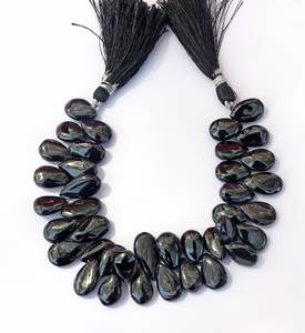 ลูกปัดพลอยสปิเนลสีดำธรรมชาติทรงลูกแพร์เรียบเนียน สำหรับทำเครื่องประดับ ขายส่ง - Product Image 1