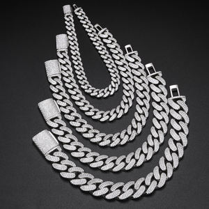 Men's 925 Silver Rhodium Plated Chain Bracelet Round Crystal Micro Pave Lock Design Hiphop Everyday Wear - Product Image 2