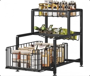 Modern Black Metal Kitchen Organizer Perfect for Home Organization Space Saving Fruit and <b>Vegetable</b> Storage Solution From India - Product Image 1