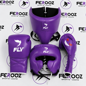 Conjunto Profesional de Boxeo y Sparring, Color Morado, Cuero Vacuno Genuino, Equipo de Protección para Entrenamiento - Product Image 1