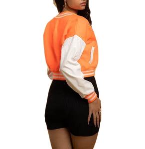 2024 chaqueta universitaria de lana personalizada para mujer nuevo diseño con parches personalizados bordado chaqueta universitaria de punto transpirable - Product Image 6