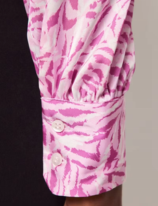 Camisas de Moda para Mujer, Color Rosa, Tejidas, con Estampado Floral, de Gasa, Ecológicas, con Cuello Halter, Cordones, Manga Larga, Cuello con Lazo - Product Image 5