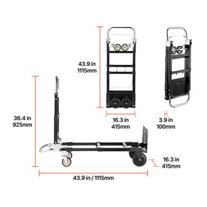 Carrello Pieghevole 2 in 1 con Capacità di Carico di 227 Kg, Convertibile a 4 Ruote, Ruote Regolabili - Product Image 2