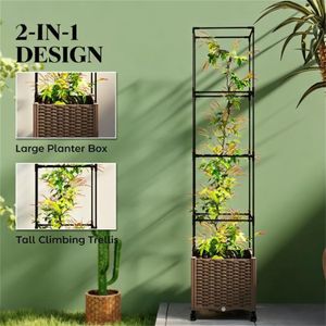 <b>Brown</b> Elevated Garden Bed & Planting <b>Box</b> Flowerpot <b>Box</b> for Outdoor Garden & Indoor Use - Product Image 2