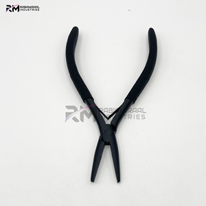 Pince à extensions de cheveux/bijoux en acier inoxydable personnalisée, produit le plus populaire d'RMI, avec pointe en plasma noire et poignée noire - Product Image 2