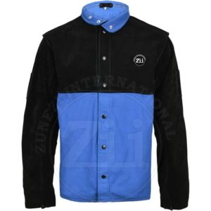 เสื้อแจ็คเก็ตนิรภัย ZUNEZI สีน้ำเงินดำ โพลีเอสเตอร์ ป้องกันความร้อน 300-500 องศาเซลเซียส สำหรับโรงงาน/โรงงานผลิต ทรงปกติ ทนไฟ บุขนแกะ สำหรับผู้ชาย มาตรฐาน NFPA21 - Product Image 3