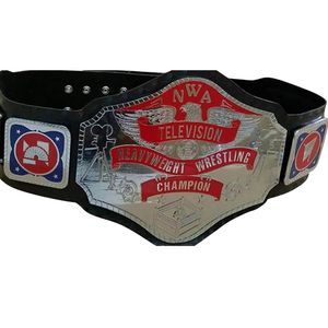 Cinturón de Campeonato de Televisión NWA, Cuero Negro con Diseño Rojo y Plateado, Cinturón de Lucha Libre de Primera Calidad para Fanáticos y Coleccionistas - Product Image 5