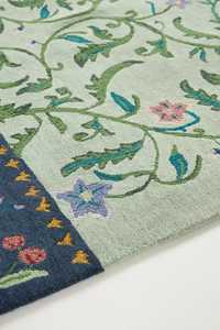 Alfombra Moderna de Lana Hecha a Mano con Diseño Abstracto en Verde Oliva, Lavable, para el Hogar o para Picnic - Product Image 5