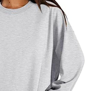 Sudadera de Punto para Mujer, Cuello Redondo, Manga Larga, Color Sólido, Hombros Caídos, Estilo Holgado, para Otoño - Product Image 4