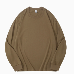 Men's Red Long Sleeve Cotton Jersey T-Shirt O-Neck Regular Fit Casual Solid Color - Product Image 4