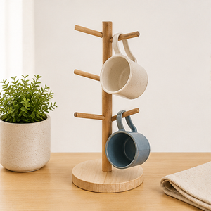 Wholesale Custom Rustic Wooden Mug Rack <b>Tree</b> Modern Farmhouse Style Coffee Mug <b>Tree</b> <b>Stand</b> Space-Saving Removable Kitchen Cup - Product Image 2