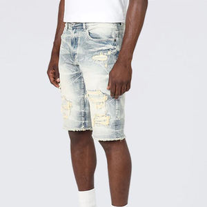 Shorts en jean pour hommes, nouvelle collection été, haute qualité, décontracté, style vintage urbain, délavage clair, confortable, respirant, coupe droite - Product Image 1