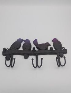 Rustic Metal Bird Wall <b>Hooks</b> With Colorful Animal Design For Clothing Storage Three Piece Set - Product Image 3