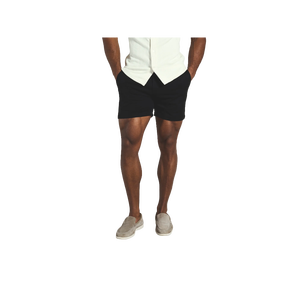 Shorts Bermuda Homme Noir Uni en Coton Décontracté Taille Élastique Mi-Haute avec Poches Respirant Style Tissé - Product Image 2