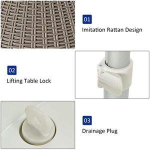 Tavolino da Esterno Marrone da 8 Galloni con 2 Tappi di Scarico Regolabili in Altezza, Frigorifero Portatile in Rattan Sintetico per Intrattenimento all'Aperto - Product Image 6