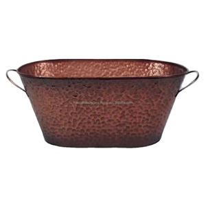 Antiqued Wine Chiller <b>Bucket</b> Handcrafts Metal <b>Champagne</b> Cooler Vintage Farmhouse Country Style Beverage Tub <b>Ice</b> <b>Bucket</b> For Sale - Product Image 1