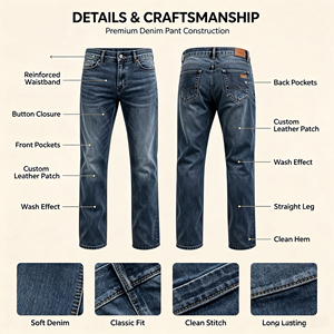 Pantalones Vaqueros Elásticos para Hombre, Estilo Casual de Negocios, Corte Recto Holgado, Lavado Bleach, Versátiles para el Trabajo y la Calle, Otoño Invierno - Product Image 1