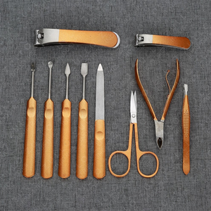 Premium Gold Plated Stainless Steel Nail Grooming Kit 10PCS Manicure <b>Pedicure</b> <b>Tools</b> Custom Color Wholesale OEM - Product Image 4