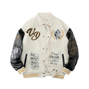 OEM Custom Logo Letterman Men Embroidered Varsity Jacket Baseball Bomber Jacket Vintage Streetwear <b>Hip</b> Hop Jacket - Product Image 5