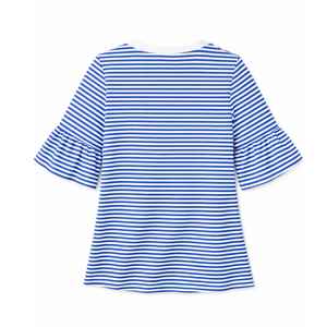 T-shirt à manches cloche rayé bleu pour femme Jack and Jill, col rond, imprimé graphique, haut tendance, vente en gros OEM en vrac - Product Image 2