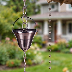 Chaîne de pluie contemporaine en métal pour la décoration de jardin et de toit - Product Image 6