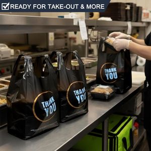 100 Sacchetti di Plastica Neri con Manico per T-Shirt, Ideali per Negozi al Dettaglio e Supermercati - Product Image 4