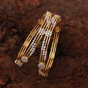 18K Gold Plated Bohemian Zircon Charm Bangle Bracelet by Liliana CZ - Product Image 1
