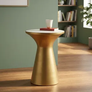 Modern Gold <b>Side</b> <b>Table</b> <b>Round</b> Accent <b>Table</b> with White Marble Top Elegant End <b>Table</b> for Living Room Bedroom Sofa Coffee Corner - Product Image 3