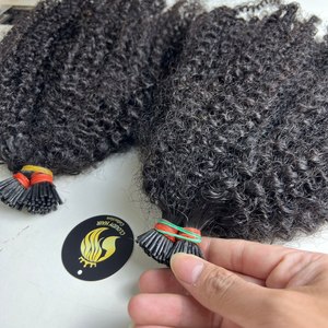 ผมต่อแบบ Afro Kinky Curly Flat Tip ยี่ห้อ CDYHAIRVN ผมแท้ 100% เคราติน I Tip สีดำธรรมชาติ Remy Double Drawn สำหรับใช้ในร้านเสริมสวย - Product Image 3