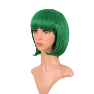 Parrucca Bob corta con frangia dritta da 12 pollici/30 cm Fashion Lady in verde - Product Image 3