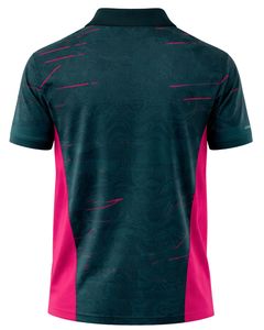 Camisa Polo para Hombre en Verde Azulado Oscuro y Rosa, Manga Corta, Estampado Gráfico, Ropa Deportiva Informal, Transpirable, de Poliéster, para Golf, Tenis y Entrenamiento - Product Image 2