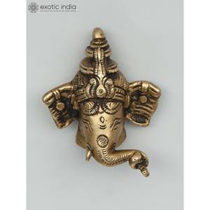 Statue murale de petit seigneur Ganesha de 3 pouces au beau design en laiton pour la décoration intérieure et murale fabriquée en Inde - Product Image 4