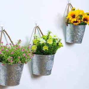 Pot de fleurs mural en fer rétro en forme de demi-cercle, jardinière murale vintage pour balcon, salon, décoration de jardin - Product Image 4