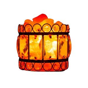 Lámpara de Sal Rosa del Himalaya en Cesta de Hierro, Lámpara de Sal de Cristal Natural para Decoración del Hogar, Luz Nocturna - Product Image 1