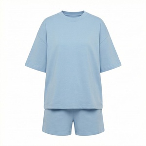 Conjunto de 2 Piezas de Alta Calidad para Mujer, Estilo Formal, Sólido, por Encima de la Rodilla, Camiseta de Manga Corta y Pantalones Cortos - Product Image 1