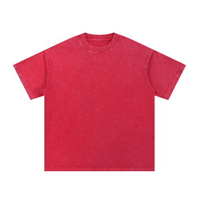 เสื้อยืดโอเวอร์ไซส์ผ้าฝ้ายฟอกทรงหลวมสไตล์สตรีทแวร์ แขนสั้นทรงหลวมไหล่ตก  ปักโลโก้ได้ตามต้องการ - Product Image 1