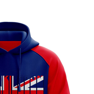 Herren Union Jack Print Raglan-Ärmel Kapuzenpullover Sweatshirt mit Kängurutasche und Kordelzug im England-Stil - Product Image 6