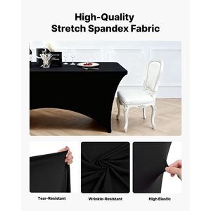 Confezione da 10 Copritavolo Rettangolari Elasticizzati 8FT Lavabili in Spandex Nero Resistenti alle Pieghe per Eventi e Feste - Product Image 3