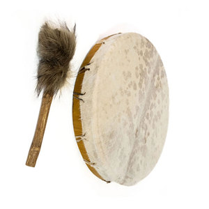 Tambour à main en peau de chèvre naturelle, tambour chamanique à cadre en bois durable avec marteau pour la méditation, la guérison sonore et l'utilisation musicale - Product Image 5
