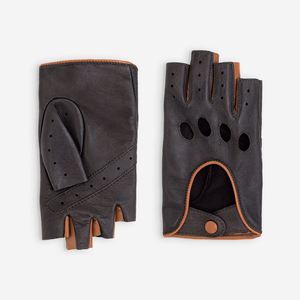 Gants de conduite en cuir sans doigts OEM avec fermeture au poignet pour les programmes de distribution au détail mondiaux - Product Image 3