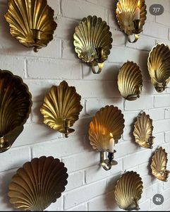 Vintage Gold Shell Wall <b>Candle</b> Holder Large Scallop <b>Sconce</b> Decorative Brass Finish Metal <b>Candle</b> Stand for Luxury Hotel Decor - Product Image 5