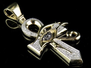 Pendentif Moissanite Œil d'Horus Ankh Croix Hip Hop Foi Chrétienne en Argent 925 Plaqué Or Luxe Diamant Dvars DDP-1016 Cadeau - Product Image 2