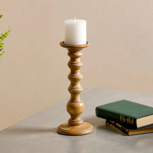 Candelero de Madera Hecho a Mano con Forma de Columna, Decoración para el Hogar, Acabado en Madera Natural, para Acción de Gracias, Halloween, Navidad - Product Image 4